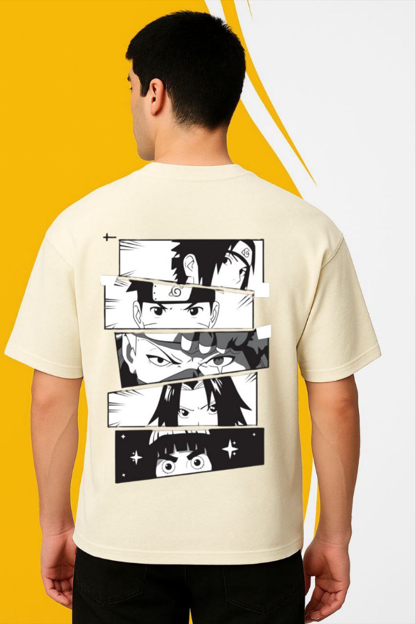 Down Shoulder Naruto Team eyes T-shirt (Naruto, Sasuke, Sakura and Kakashi)
