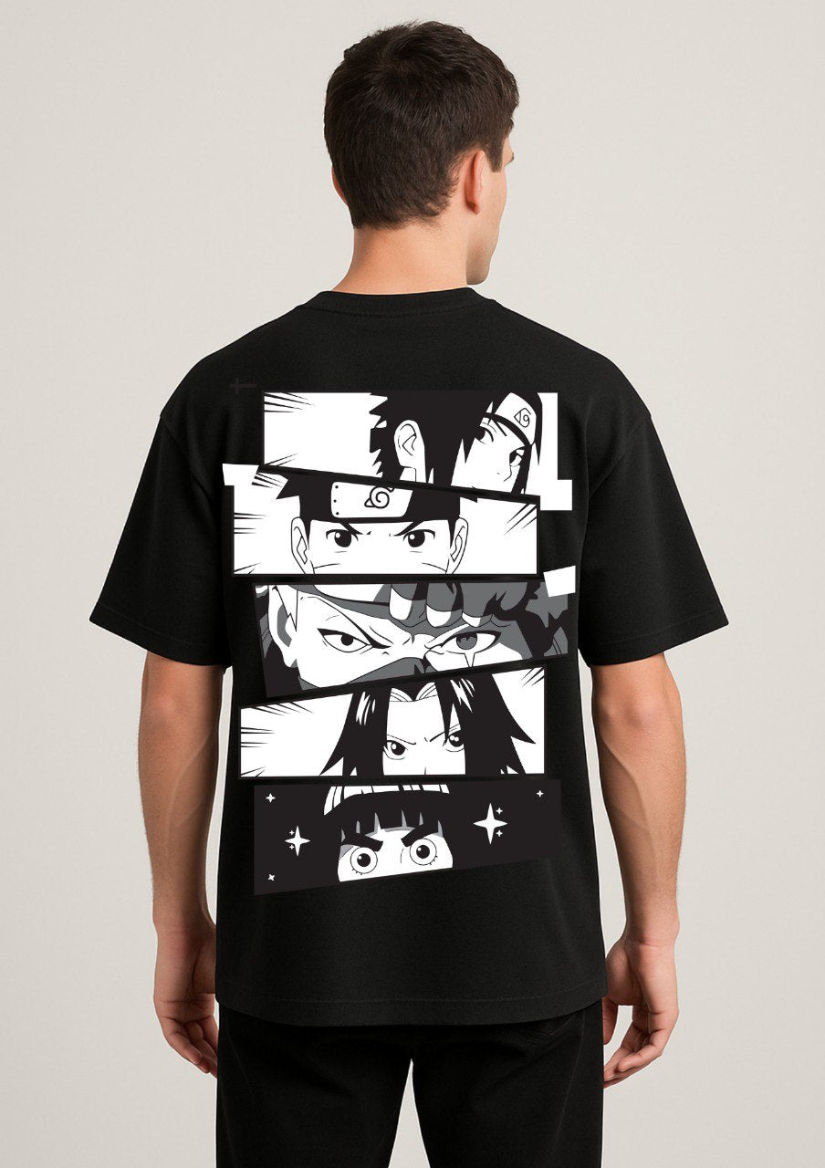Down Shoulder Naruto Team eyes T-shirt (Naruto, Sasuke, Sakura and Kakashi)