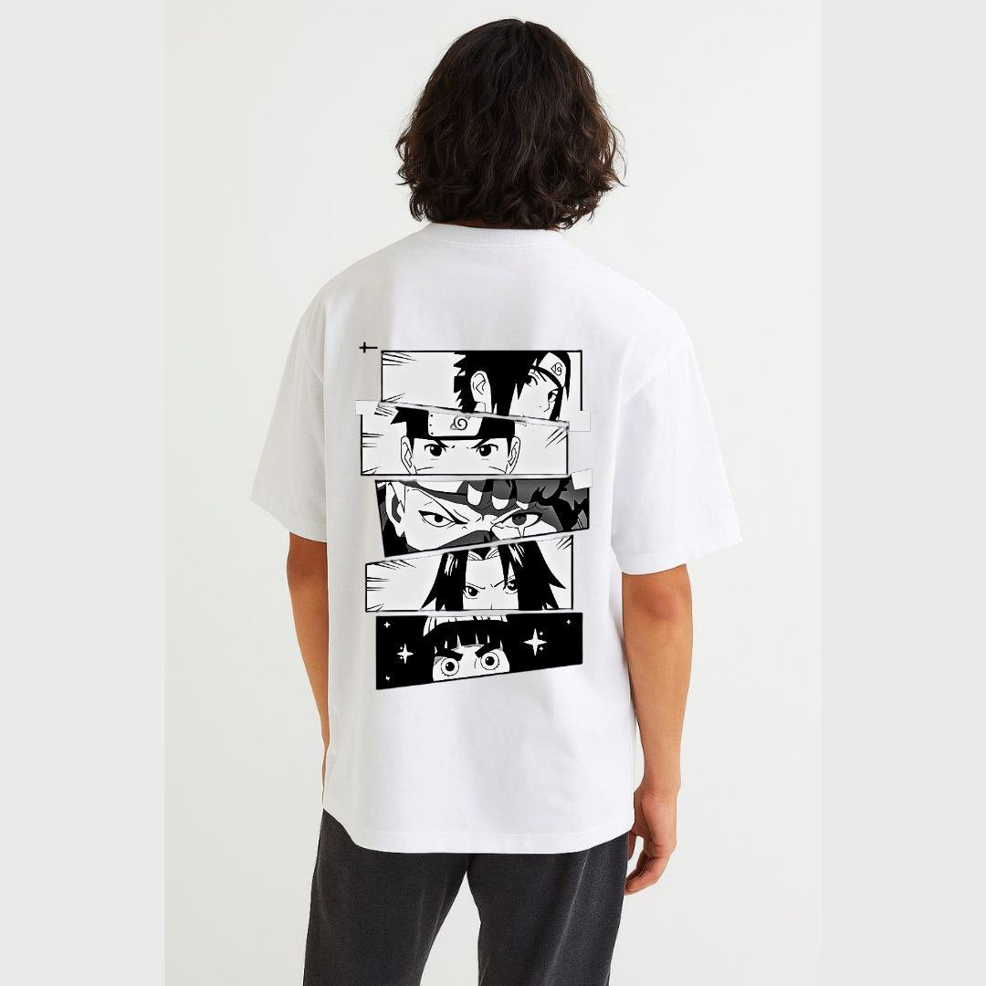 Down Shoulder Naruto Team eyes T-shirt (Naruto, Sasuke, Sakura and Kakashi)