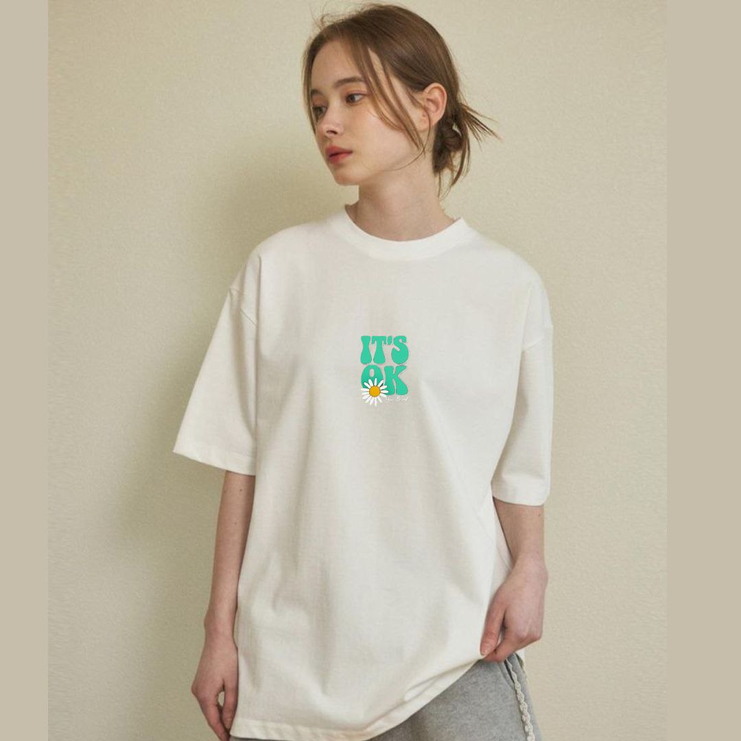 Down Shoulder It's OK T-shirt