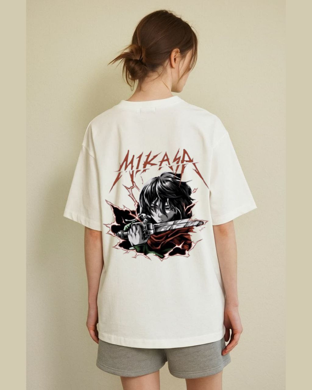 Down Shoulder MIKASA T-shirt