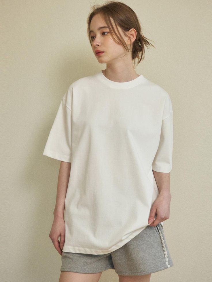 Plain Down Shoulder T-Shirt