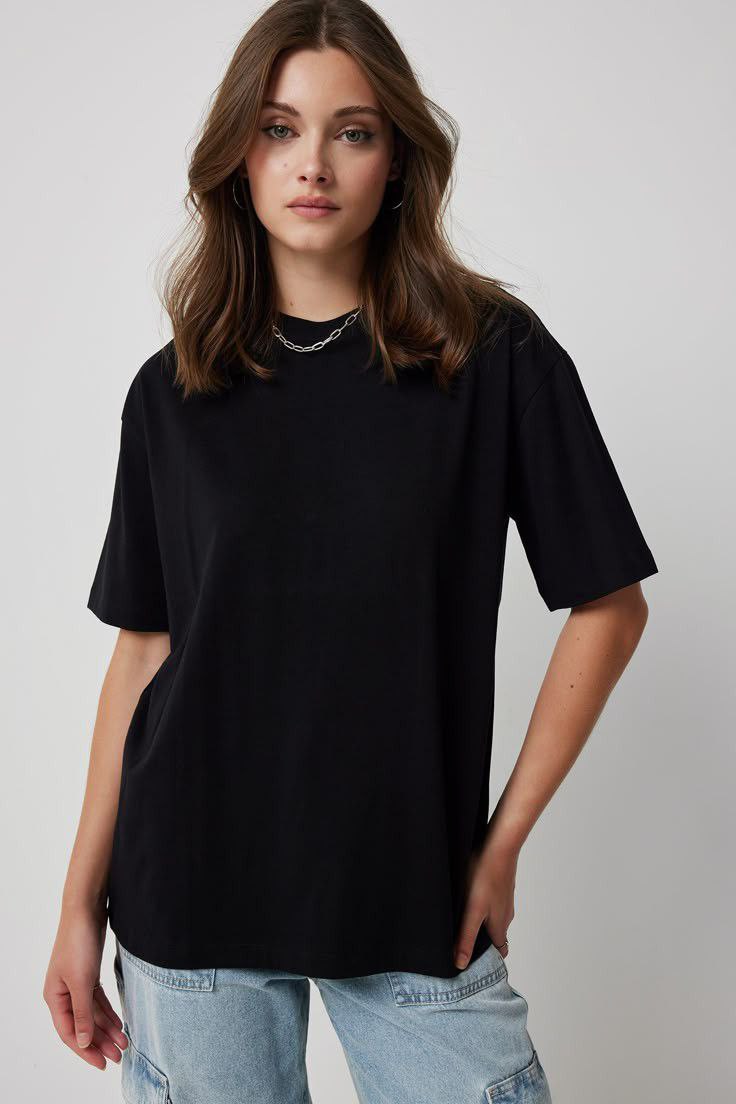 Plain Down Shoulder T-Shirt
