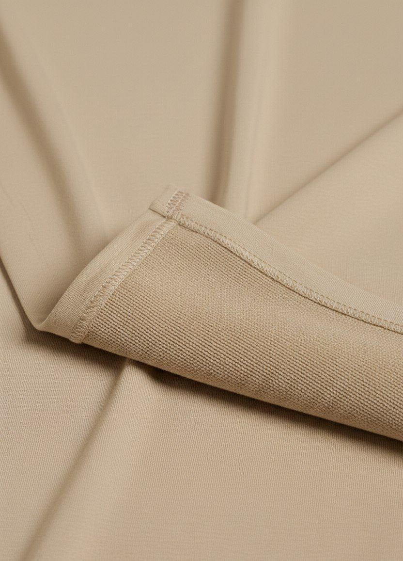 Beige Plain Down Shoulder T-Shirt