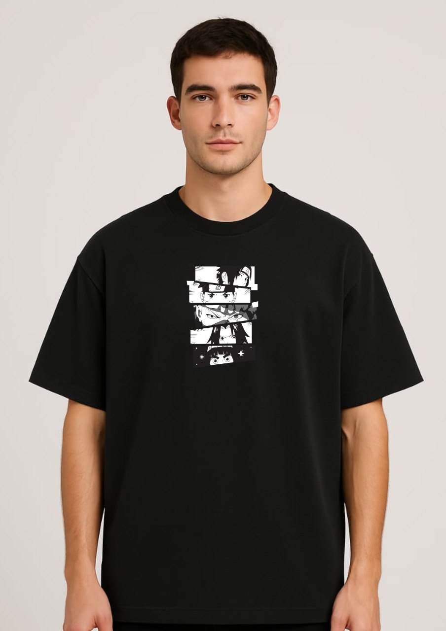 Down Shoulder Naruto Team eyes T-shirt (Naruto, Sasuke, Sakura and Kakashi)