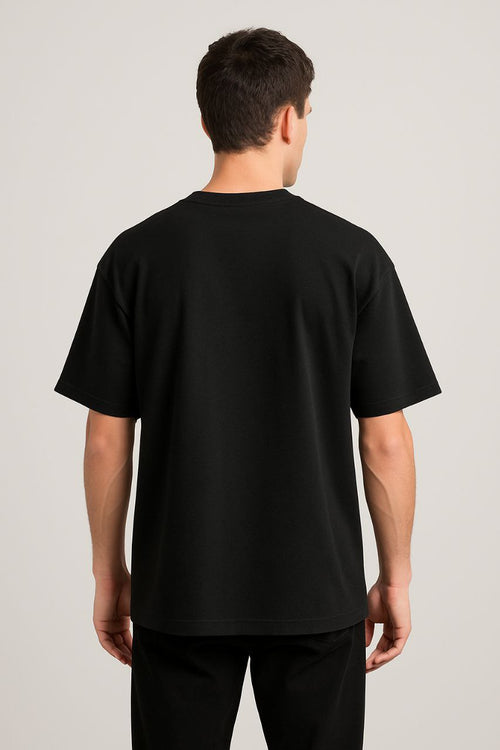 Black Plain Down Shoulder T-Shirt