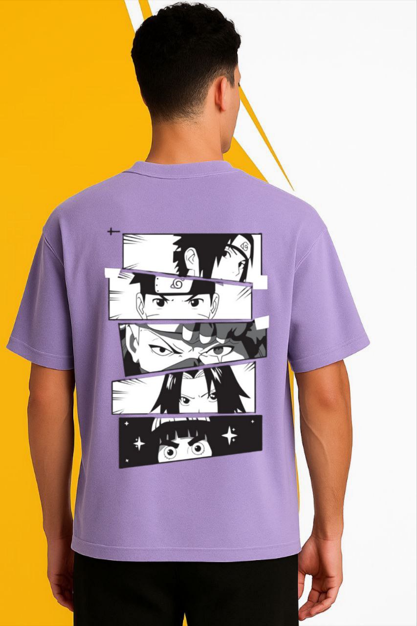 Down Shoulder Naruto Team eyes T-shirt (Naruto, Sasuke, Sakura and Kakashi)